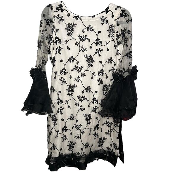 Handmade Dresses & Skirts - Handmade White and Black Floral Dress